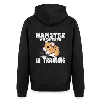 Hamster Whisperer in Training for Pet Owners - Unisex Premium Organic Zip Hoodie - black - Back - Nico (187cm)