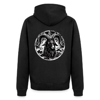 Goat - Pentagramm - Unisex Premium Bio Zip Hoodie - Schwarz - Hinten - Nico (187cm)