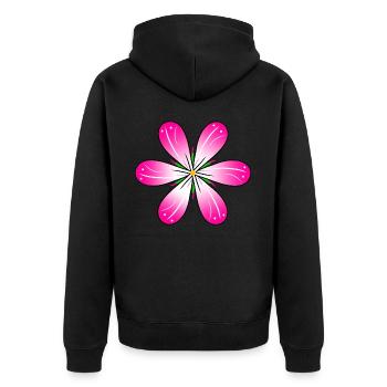 Fleur rose motif floral vrille fleur prairie - Veste à capuche bio Premium Unisexe - noir - Dos - Nico (187cm)