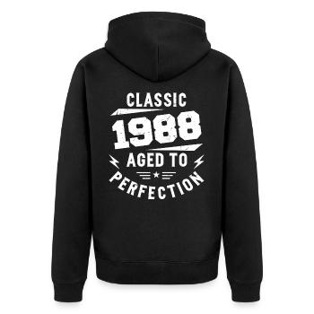 1988 Classic 1988 Vintage 1988 Jubiläumsgeschenk - Unisex Premium Bio Zip Hoodie - Schwarz - Hinten - Nico (187cm)