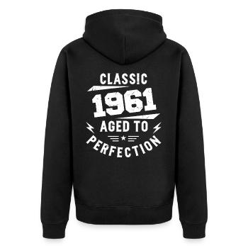 1961 Classic 1961 Cadeau Anniversaire 1961 Vintage - Veste à capuche bio Premium Unisexe - noir - Dos - Nico (187cm)