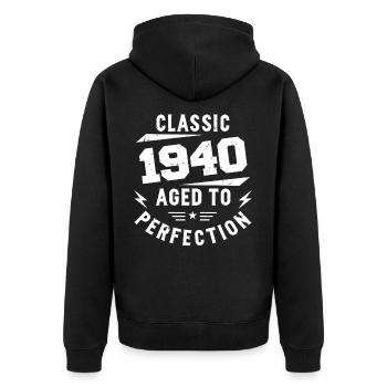 1940 Classic 1940 Cadeau Anniversaire 1940 Vintage - Veste à capuche bio Premium Unisexe - noir - Dos - Nico (187cm)