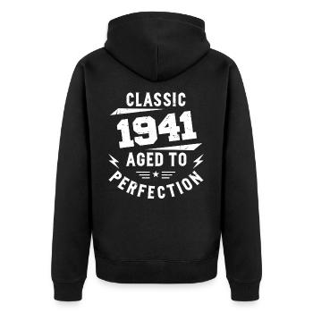 1941 Classic 1941 Vintage 1941 Geburtstagsgeschenk - Unisex Premium Bio Zip Hoodie - Schwarz - Hinten - Nico (187cm)