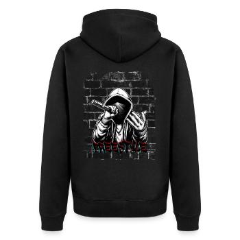 Freestyle - Unisex Premium Bio Zip Hoodie - Schwarz - Hinten - Nico (187cm)