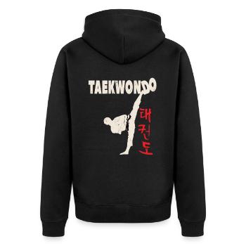 Techniques de maîtrise du taekwondo et coups de pied d’arts martiaux - Veste à capuche bio Premium Unisexe - noir - Dos - Nico (187cm)