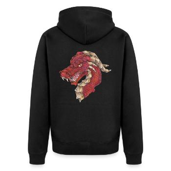 Cooler Drache hand gezeichnet Drachenliebhaber - Unisex Premium Bio Zip Hoodie - Schwarz - Hinten - Nico (187cm)