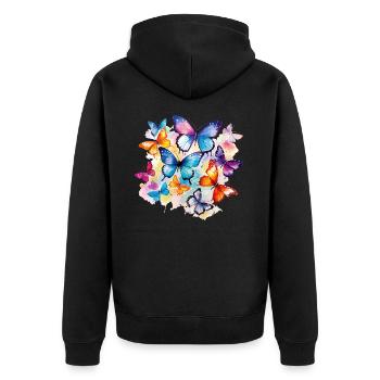 Butterflies Colorful Colorful Beautiful Art Nature - Unisex Premium Organic Zip Hoodie - black - Back - Nico (187cm)