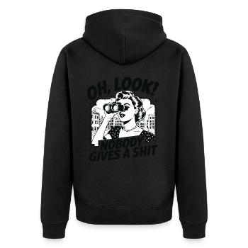 Nobody Cares - Unisex Premium Bio Zip Hoodie - Schwarz - Hinten - Nico (187cm)
