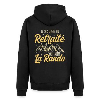 Nur ein Rentner, der das Wandern liebt, Ruhestand - Unisex Premium Bio Zip Hoodie - Schwarz - Hinten - Nico (187cm)