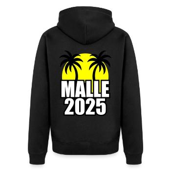 Malle 2025 - Unisex Premium Bio Zip Hoodie - Schwarz - Hinten - Nico (187cm)
