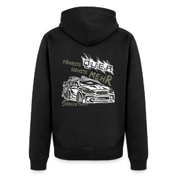 Drift Auto Tuning - Fährste quer siehste mehr! - Unisex Premium Bio Zip Hoodie - Schwarz - Hinten - Nico (187cm)