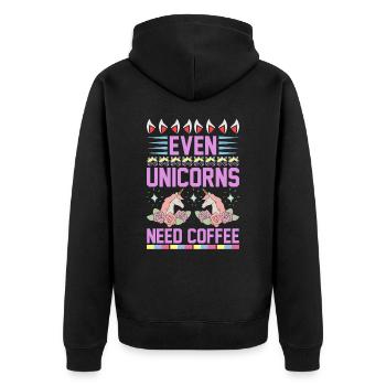Licorne Même les licornes ont besoin de café - Veste à capuche bio Premium Unisexe - noir - Dos - Nico (187cm)