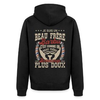 Je suis un beau frère barbu normal fans barbe - Veste à capuche bio Premium Unisexe - noir - Dos - Nico (187cm)