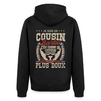Je suis un cousin barbu normal fans barbe - Veste à capuche bio Premium Unisexe - noir - Dos - Nico (187cm)
