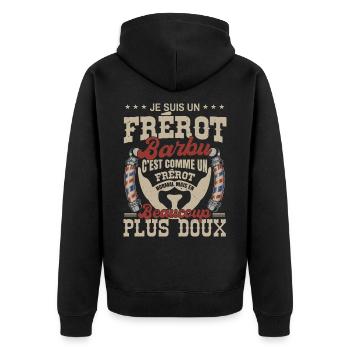 Je suis un frérot barbu normal fans barbe - Veste à capuche bio Premium Unisexe - noir - Dos - Nico (187cm)
