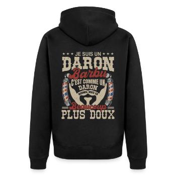 Je suis un daron barbu normal fans barbe - Veste à capuche bio Premium Unisexe - noir - Dos - Nico (187cm)