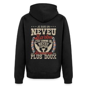 Je suis un neveu barbu normal fans barbe - Veste à capuche bio Premium Unisexe - noir - Dos - Nico (187cm)