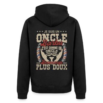 Je suis un oncle barbu normal fans barbe - Veste à capuche bio Premium Unisexe - noir - Dos - Nico (187cm)