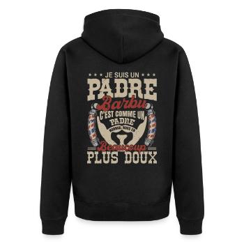 Je suis un padre barbu normal fans barbe - Veste à capuche bio Premium Unisexe - noir - Dos - Nico (187cm)