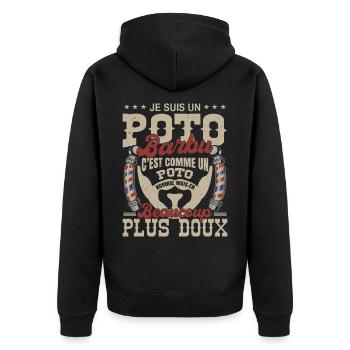 Je suis un poto barbu normal fans barbe - Veste à capuche bio Premium Unisexe - noir - Dos - Nico (187cm)