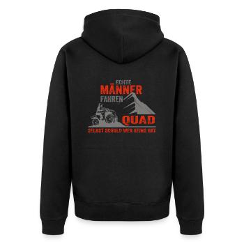 Quad fahren Quadfahrer Spruch Geschenkidee - Unisex Premium Bio Zip Hoodie - Schwarz - Hinten - Nico (187cm)