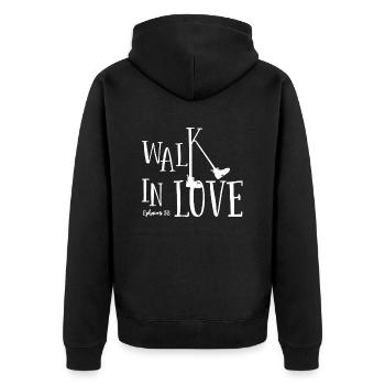 Christian Design Walk in Love Éphésiens 5:2 - Veste à capuche bio Premium Unisexe - noir - Dos - Nico (187cm)