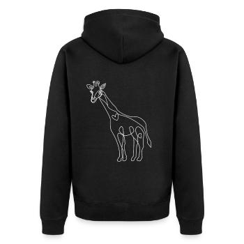 Giraffe Zoo Geschenk Geburtstag lineart - Unisex Premium Bio Zip Hoodie - Schwarz - Hinten - Nico (187cm)