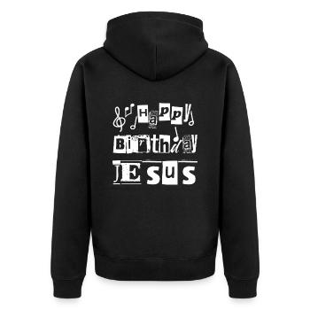 Christliches Weihnachtsdesign Alles Gute zum Geburtstag Jesus - Unisex Premium Bio Zip Hoodie - Schwarz - Hinten - Nico (187cm)