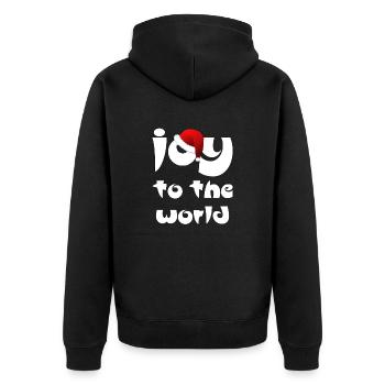 Christian Christmas Design Joy to the World - Unisex Premium Organic Zip Hoodie - black - Back - Nico (187cm)