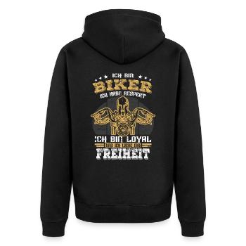 Biker Motorradfahrer - Spruch - Unisex Premium Bio Zip Hoodie - Schwarz - Hinten - Nico (187cm)