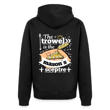 The trowel is the masons sceptre - Unisex Premium Bio Zip Hoodie - Schwarz - Hinten - Nico (187cm)