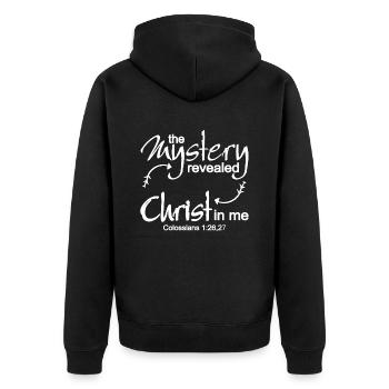Christian Design Christus in mir Kolosser 1 Vers - Unisex Premium Bio Zip Hoodie - Schwarz - Hinten - Nico (187cm)