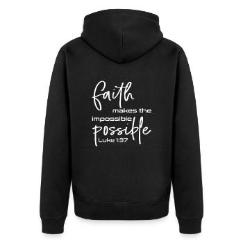 La foi chrétienne rend l’impossible - Veste à capuche bio Premium Unisexe - noir - Dos - Nico (187cm)