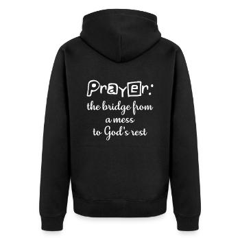 Christian Design Prayer, Die Brücke aus einem Durcheinander - Unisex Premium Bio Zip Hoodie - Schwarz - Hinten - Nico (187cm)