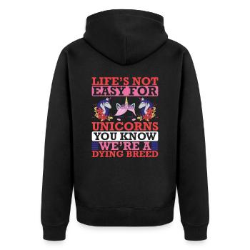 La vie n’est pas facile pour Unicorn Unicorn - Veste à capuche bio Premium Unisexe - noir - Dos - Nico (187cm)
