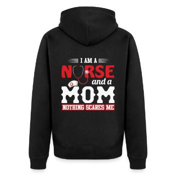 Krankenschwester und Mama nichts macht mir Angst - Unisex Premium Bio Zip Hoodie - Schwarz - Hinten - Nico (187cm)