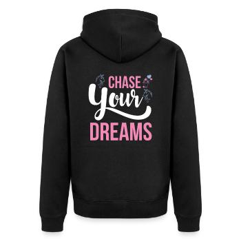 Live your dreams Unicorn - Unisex Premium Organic Zip Hoodie - black - Back - Nico (187cm)