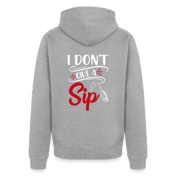 Wein Ich gebe keinen Schluck - Unisex Premium Bio Zip Hoodie - Grau meliert - Hinten - Nico (187cm)