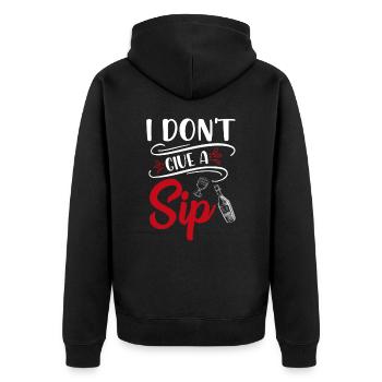 Wein Ich gebe keinen Schluck - Unisex Premium Bio Zip Hoodie - Schwarz - Hinten - Nico (187cm)