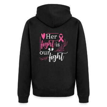 Ihr Kampf ist unser Kampf - Unisex Premium Bio Zip Hoodie - Schwarz - Hinten - Nico (187cm)