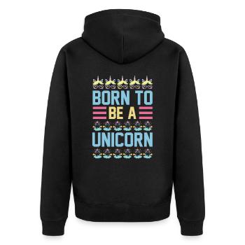 Einhorn Born To Be A Unicorn - Unisex Premium Bio Zip Hoodie - Schwarz - Hinten - Nico (187cm)