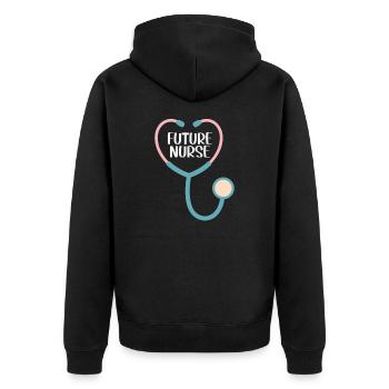 Future Nurse - Unisex Premium Organic Zip Hoodie - black - Back - Nico (187cm)