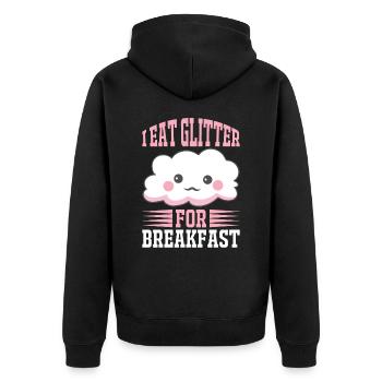I eat glitter for breakfast Unicorn - Unisex Premium Organic Zip Hoodie - black - Back - Nico (187cm)