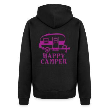 Glückliche Camper Natur Outdoor Berge - Unisex Premium Bio Zip Hoodie - Schwarz - Hinten - Nico (187cm)
