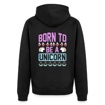 Einhorn Born To Be A Unicorn - Unisex Premium Bio Zip Hoodie - Schwarz - Hinten - Nico (187cm)