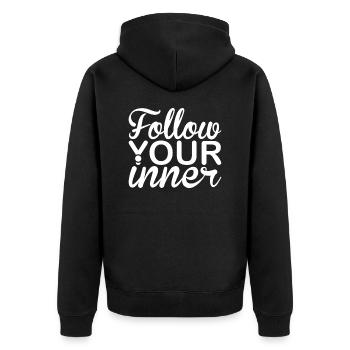 Follow your inner Unicorn - Unisex Premium Organic Zip Hoodie - black - Back - Nico (187cm)