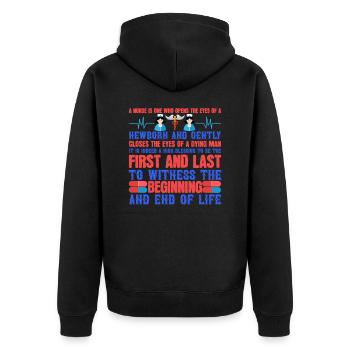 NURSE Nurse - Unisex Premium Organic Zip Hoodie - black - Back - Nico (187cm)
