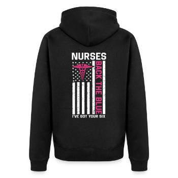 Krankenschwester unterstützen die Polizei - Unisex Premium Bio Zip Hoodie - Schwarz - Hinten - Nico (187cm)