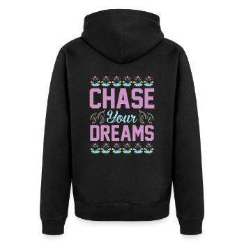 Live your dreams Unicorn - Unisex Premium Organic Zip Hoodie - black - Back - Nico (187cm)