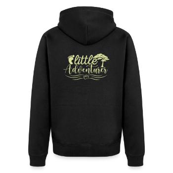 Kleiner Abenteurer Wandern - Unisex Premium Bio Zip Hoodie - Schwarz - Hinten - Nico (187cm)